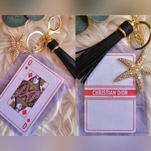 Dior Black and Gold Keychain with Starfish Charm